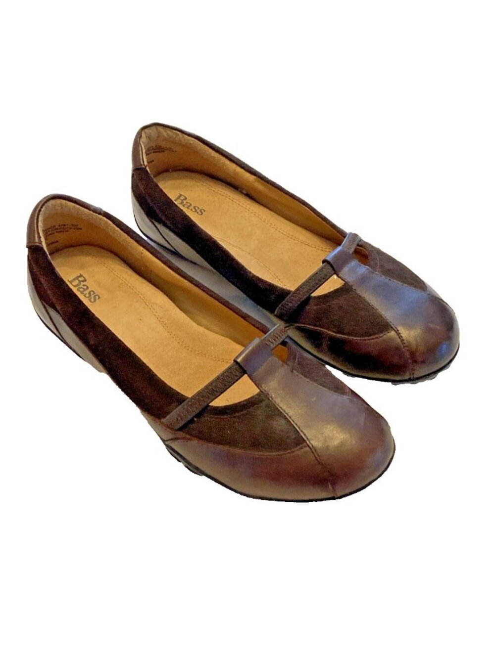 BASS Topanga Women's Brown LEATHER Casual Flats SHOES Size 8.5 Cushion Insole
